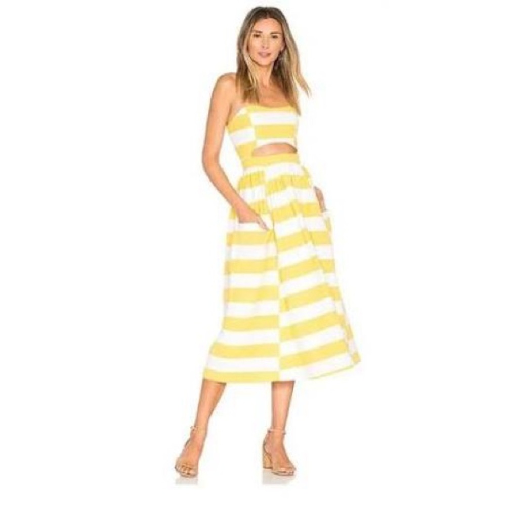 RARE Mara Hoffman Striped Gray and White Cutout Midi Dress NWT - Picture 9 of 15